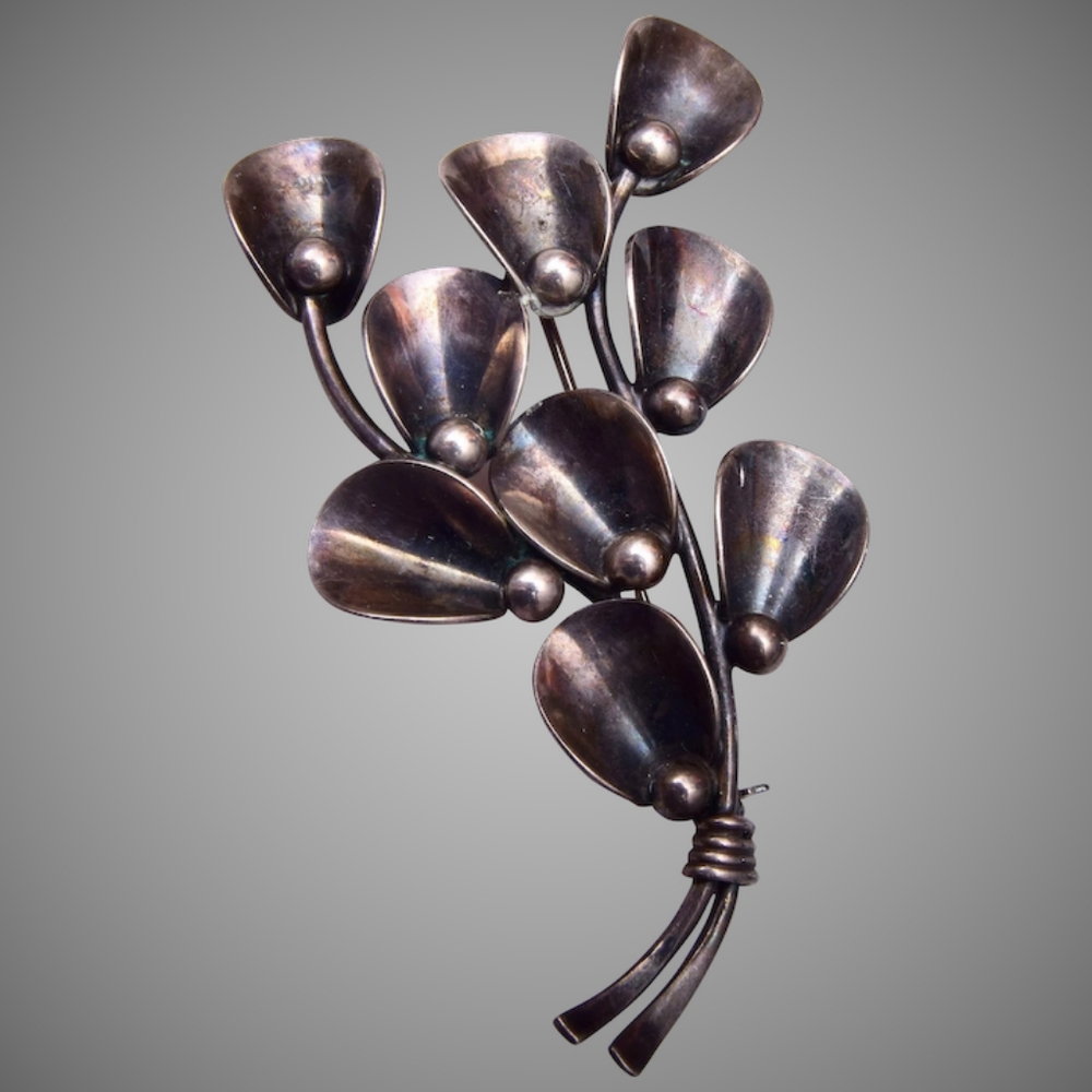 NE Sterling Denmark Nefrom SILVER Brooch Vintage